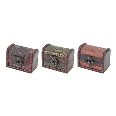 Imagen de HMF 6415 108 Pequeño Cofre del Tesoro de Madera Juego 3 8 x 5 6 cm Diferentes modelos
