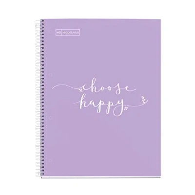 Imagen de Miquelrius Cuaderno Notebook Messages, 1 Franja de Color, A4, 80 Hojas Cuadriculadas 5 mm, Papel 90 g, 4 Taladros, Cubierta Cartón Duro, color Lavanda