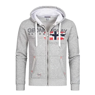 Imagen de Geographical Norway GISLAND Men Sudadera Capucha Bolsillos Hombre Chaqueta Casual Hombres Abrigo Camisetas Camisa Manga Larga Hoodie Deportiva Regular Fitness Jacket Tops (S, Gris Claro)