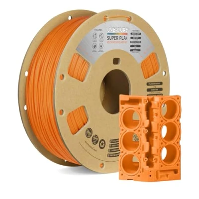 Imagen de OVERTURE Super PLA+ Filamento de 1,75 mm, Dureza Mejorada PLA Plus, Carrete Cartón, 1kg (2.2lbs), Precisión Dimensional +/ 0.02 mm(Naranja)