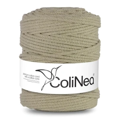 Imagen de ColiNea Cordón de Algodón con Núcleo 5mm 200m Cuerda Trenzada Macramé Jardín Manualidades DIY (Beige Claro)