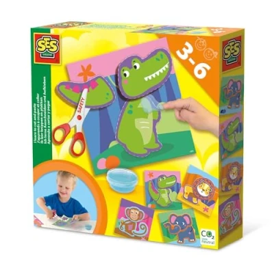 Imagen de SES Creative 14042 I Learn to Cut and Pege, tijeras seguras, juego completo para niños pequeños