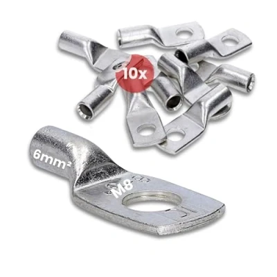 Imagen de Kalitec HR6 8 Terminales de cable tubular (10 unidades, 6 mm², M8, sin orificio visual), fabricado en Alemania