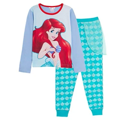 Imagen de Disney Pijama de princesa Ariel la Sirenita para niñas con pantalones descanso purpurina, Lila, 9 10 Years