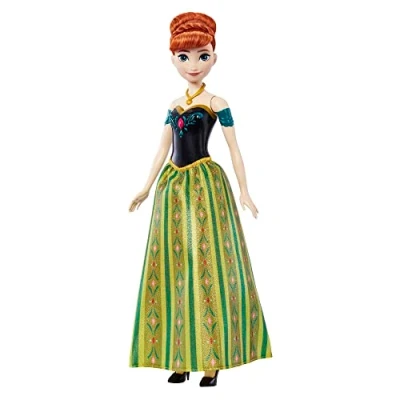 Imagen de Mattel Disney Frozen Anna musical Muñeca que canta al presionar un botón, juguete +3 años, versión española (HMG43)