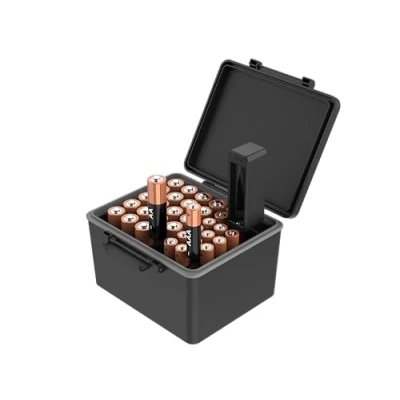 Imagen de JJC AAA AA Batterie Organizer Aufbewahrungskoffer mit Batterietester, Wasserabweisender Hartschalen Batterien abnehmbarem Batterieprüfer, hält 20 und 14
