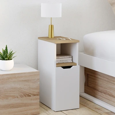 Imagen de Lote de 2 mesillas noche ANOUK, 1 puerta y nicho, blanco madera IDMarket