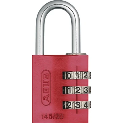 Imagen de ABUS Candado de combinación 145/30 rojo para maletas, taquillas y mucho más. aluminio código numérico ajustable individualmente nivel seguridad 3