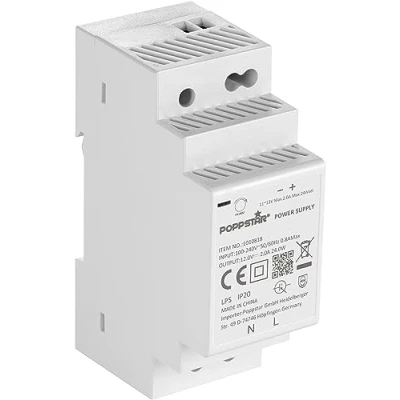 Imagen de Poppstar Fuente alimentacion 12V carril DIN 2 A 24 W (entrada 100 240 V AC 50/60Hz)