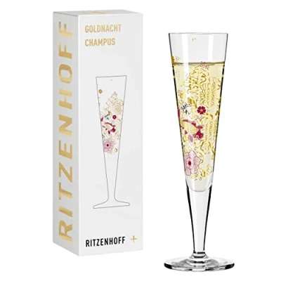 Imagen de Ritzenhoff 1071023 Copa de champán 200 ml Serie Goldnacht No. 23 Noble pieza diseño con oro auténtico Made in Germany