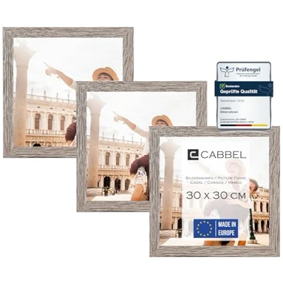 Imagen de CABBEL paquete de tres (3 uds.) portarretratos 30x30 cm Marco madera MDF en Roble Oscuro con plexiglás inastillable/Moderno