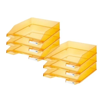 Imagen de HAN KLASSIK Bandeja para correo, DIN A4/C4, apilable, robusta, 6 unidades, transparente, color transparente naranja