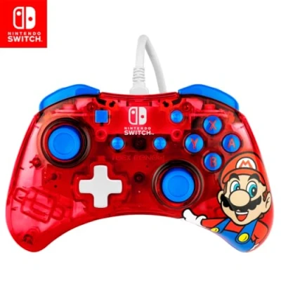 Imagen de Mando Nintendo Switch PDP Rock Candy Mario, Para Switch, USB, Cable 2.5 m, Carcasa transparente, Multicolor