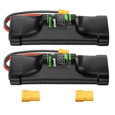 Imagen de OVONIC Batería de 8,4 V RC NiMH Hump 5200 mAh con conector XT60 y TRA para Auto Truck Truggy (2 paquetes)