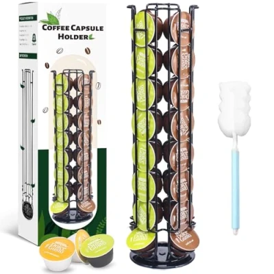 Imagen de YUTUY Soporte para Cápsulas de Café,Soportes Café,Dispensador Café,Puede Contener 32 cápsulas,360 Grados Giratorio,Base antideslizante,Negro