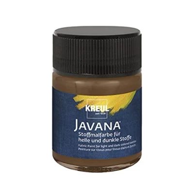 Imagen de Kreul 91959 Javana pintura para tejidos claros y oscuros, bote 50 ml marrón cervato, color brillante a base de agua, carácter pastoso, estampar estarcir