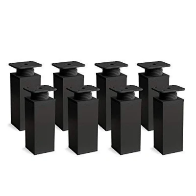 Imagen de sossai® Patas para muebles MFV1 8 piezas altura regulable Diseño: Negro mate Altura: 100 mm (+20mm) Perfil cuadrado: 40 x Tornillos incluidos