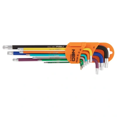 Imagen de NEO TOOLS 09 518 Juego de atornilladores acodados T10, T15, T20, T25, T27, T30, T40, T45, T50 Acero para herramientas 9