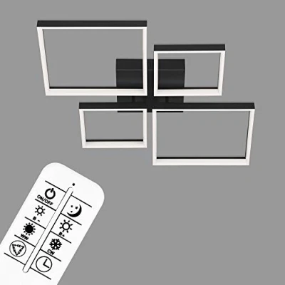 Imagen de BRILONER Leuchten Lámpara LED, Techo Regulable, Remoto Incluido, Control de Temperatura, función luz Nocturna y Temporizador, Negro, 40 vatios, 4.400 lúmenes