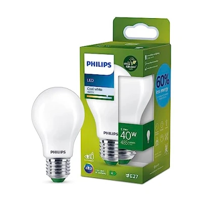 Imagen de Philips Bombilla LED Mate Eficiente, Casquillo E27 2.3W, 485 Lúmens, Luz Blanca Fría 4000k, Clase Energetica A