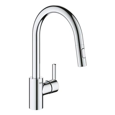 Imagen de GROHE Feel Quickfix, Grifo de cocina (caño alto extraíble, forma en C, menor consumo agua, sistema instalación rápida), cromo, 31486001