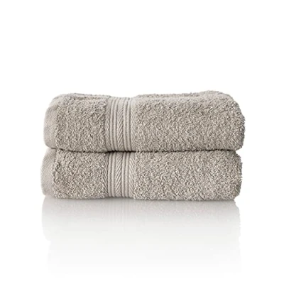 Imagen de ALCLEAR Juego de Toallas Rizo prémium en 6 Colores y 5 tamaños 2 Lavabo 50 x 100 cm, Gris Plata, Oeko Tex Standard