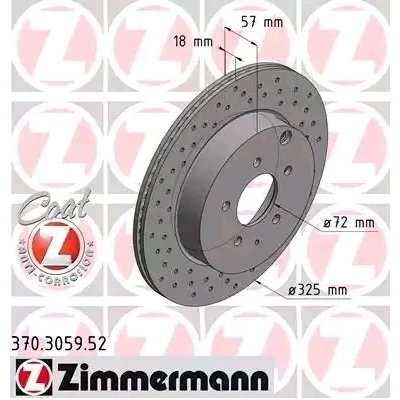 Imagen de ZIMMERMANN SPORT COAT Z 370.3059.52 Disco de freno 325 18 7/5 5 114 ventilación interna, perforado revestido MAZDA: CX 7