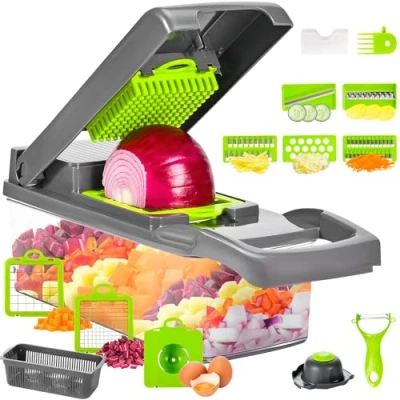 Imagen de JUPPLIES Multifuncional Cortador de Verdura Mandolina Cocina Profesional 16 en 1 Picadora Verduras con Cuchillas Intercambiables, Rallador Profesional, Separador Huevos y Pelador