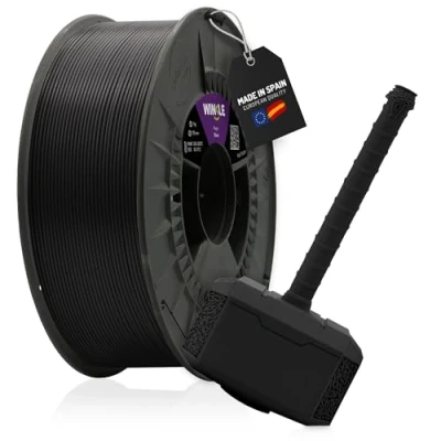 Imagen de WINKLE Filamento PLA Tough (Resistente) Negro Impresora 3D 1,75mm 1kg Super Tenacidad Dureza Bobina