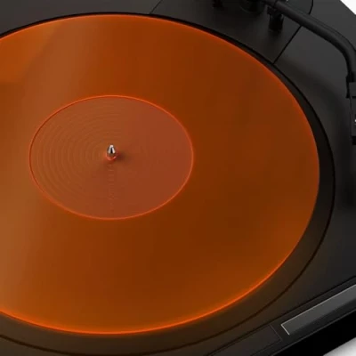 Imagen de alfombrilla giratoria para tocadiscos, antideslizante de vinilo tocadiscos antiestático más apretado y definido, naranja