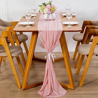 Imagen de YUNSHANGHE Camino de Mesa Moderno Gasa, 70 x 300 cm, Lavable, Mantel para Boda, decoración Mesa, Tela, Bodas, cumpleaños, comunión (Rosa Carne)