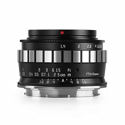 Imagen de TTArtisan APS C Lente de Cuerpo Metal F/1.4 23 mm Compatible con Montura L, Negro y Plateado