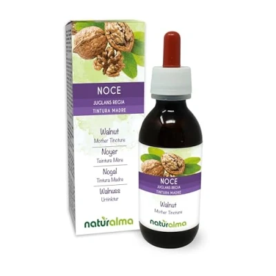 Imagen de Nogal (Juglans regia) cáscaras de los frutos o pericarpio (cáscaras nuez) y hojas Tintura Madre sin alcohol Naturalma Extracto líquido gotas 120 ml Complemento alimenticio Vegano