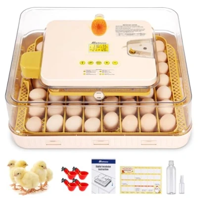 Imagen de Sailnovo Incubadoras de Huevos Automaticas, Incubadora 56 con Volteo Automático y Humidificación automática, para Gallina, Codorniz, Pato, Blanco