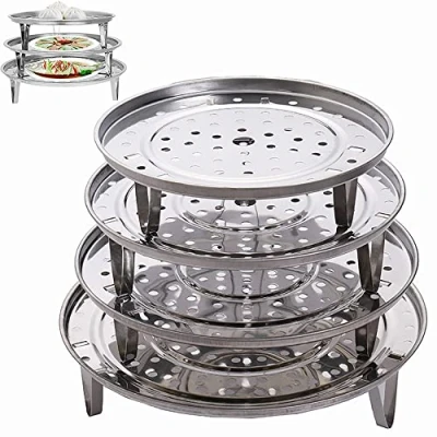 Imagen de 4 Piezas Soporte para Bandeja de Vapor, Vaporizador Redondo, Acero Inoxidable, Rejilla Vapor Universal Redonda Inoxidable con Patas Extraíbles, Ollas