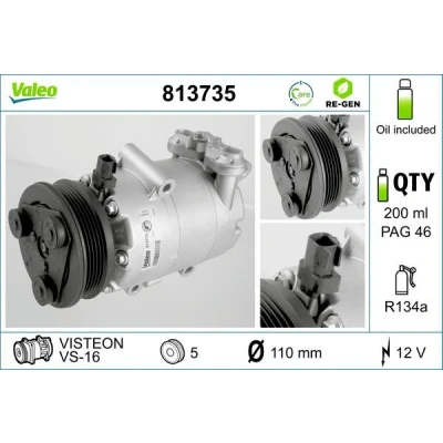 Imagen de VALEO 813735 compresor de Aire Acondicionado VS16 12 PAG 46 R 134 a con aceite REFERENCIA RENOVADA FORD: Focus 2, C Max, Max
