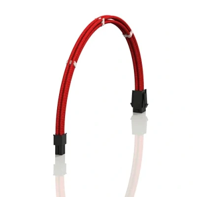 Imagen de LINKUP AVA 30cm 4 Pines CPU ATX Placa Base PSU Fuente de Alimentación Cable Extensión PC Personalizado con Mangas Trenzadas Peines┃Un Solo Paquete┃300mm Rojo