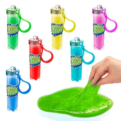Imagen de CRAZE Magic Slime Keychain, Pack de 6 llaveros para Niños, Porta Llaves con 25 ml, Colores Aleatorios, Sin Residuos, Fácil Limpiar, Multicolor, 8 x 8.6 cm