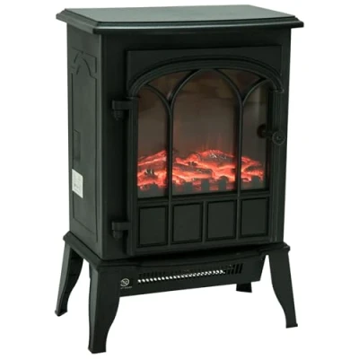 Imagen de HOMCOM Chimenea Eléctrica 1000W/2000W Decorativa con Ventana Efecto de Llama Temperatura Ajustable y Protección Sobrecalentamiento para 15 30 ㎡ 39x23x56,5 cm Negro