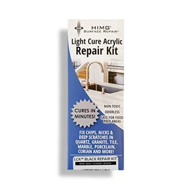 Imagen de Kit de reparación bricolaje en negro para reparar grietas, agujeros, roturas granito, mármol piedra cerámica estufas porcelana Corian encimeras, baldosa bañera lavabo HIMG utiliza LCA