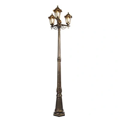 Imagen de QAZQA Clásico/Antiguo Farol antiguo exterior dorado 3 luces IP44 NEW HAVEN Vidrio/Plástico Alargada Adecuado para LED Max. x 15 Watt
