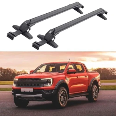 Imagen de ASJDASV Baca Coche para Ford Ranger Raptor 2015 2016 2017 2018 2019 2020 2021 2022, Portaequipajes Barra Transversal Barras Rieles Cruzados Techo Transversales