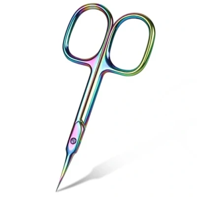 Imagen de URAQT Tijeras Profesionales para Uñas, Acero de color titanio Cutícula, Tijera Uñas Curva Extra Afiladas, Belleza Cejas, Vello Facial, Bigote, Nariz