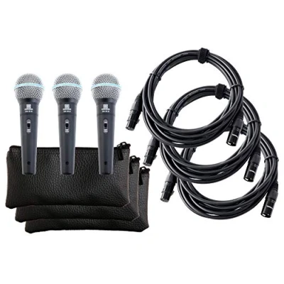 Imagen de Pronomic DM 58 B set de 3 micrófonos vocal con interruptor incl. 3x 5m XLR cable