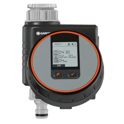 Imagen de Gardena Programador de riego Flex automático y en Poco Tiempo para la terraza el balcón, Fácil manejo, Función Water Now, Color Negro/Gris/Naranja
