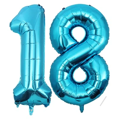 Imagen de Globos de Cumpleãnos Numeros 18,101 CM Azul Globo Gigantes Grandes Decoracion,Globo Numero 18 Niño Niña Adultos decorazione,Vuelan con Helio