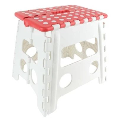 Imagen de JE CHERCHE UNE IDEE CMKB5689 Taburete ESCALÓN Plegable 31CM, Blanc/Rouge/Vert/Gris, 30 x 22 32.5 cm