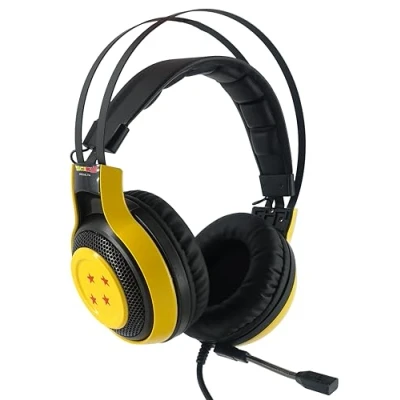 Imagen de Teknofun Auriculares con micrófono para Videojuegos Dragon Ball Z Conector Jack de 3,5 mm Diadema Ajustable Amarillo, Rojo y Negro niños Adultos