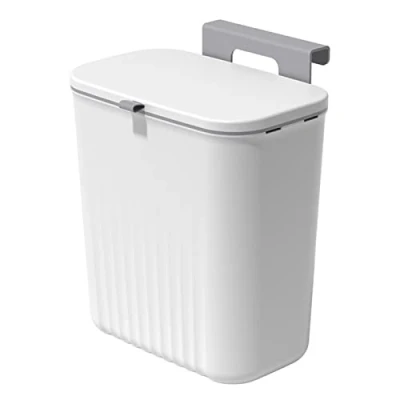 Imagen de Bncxdc Cubo Basura Extraible bajo Fregadero, de Basura, para la Cocina con Tapa, Colgante el hogar, 9.5 litros, Blanco