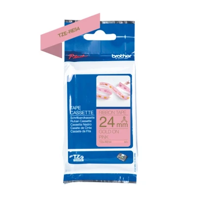 Imagen de Brother Textiles TZe RE54 Cinta de etiquetas (24 mm ancho, 4 m largo, para P Touch H200, H100LB/R, H105, E100/VP, D200/BW/VP, D210/VP, Cube, Cube Plus)